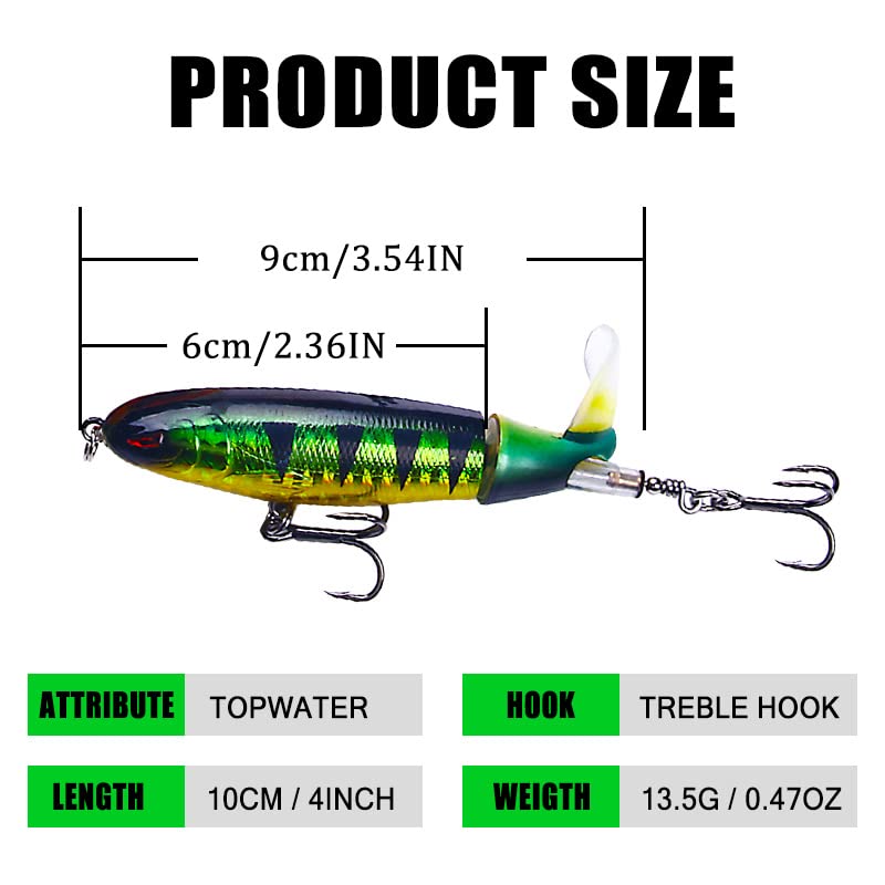 HENGJIA Fishing Lure for Bass, Whopper Lure Plopper Lures Kit for Bass Trout, Topwater Lures with Floating Rotating Tail for Freshwater Saltwater - Image 5